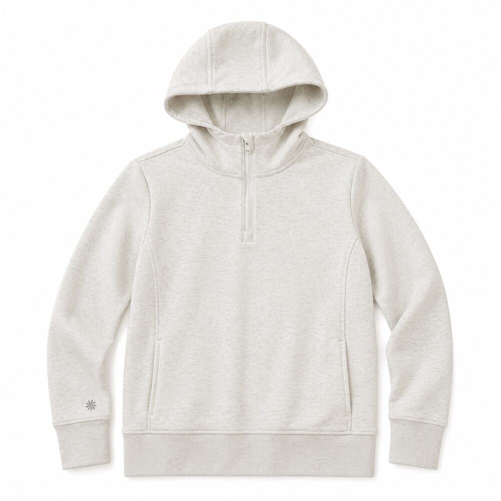 Athleta Girl Half Zip Hoodie Sweatshirt Cream Ivory L (12)
